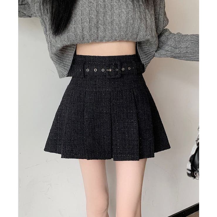 ベルト付き】ツイードミニスカート【SHOPLIST限定 新作 春[品番