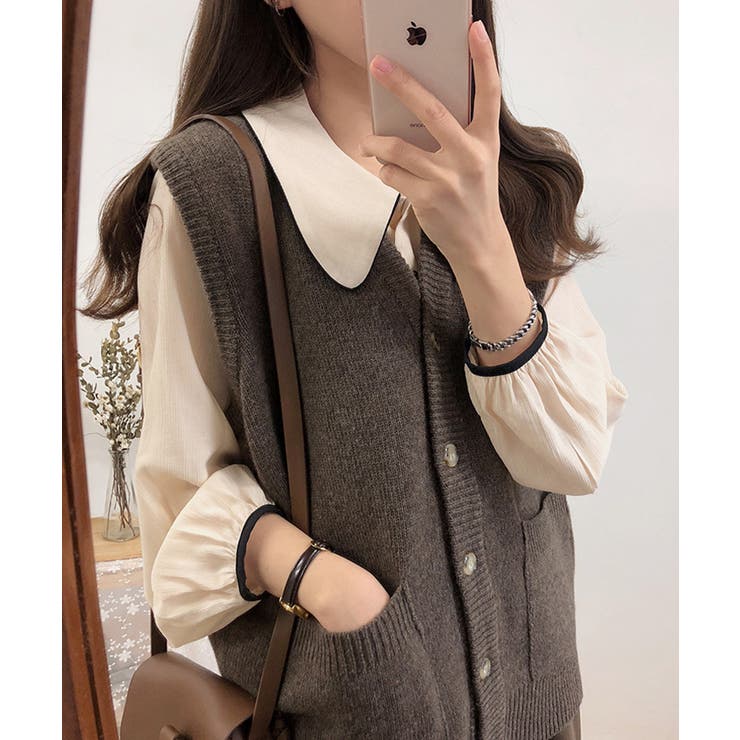 ピーターパン襟 配色ライン ゆったり袖 | SEU | 詳細画像6 