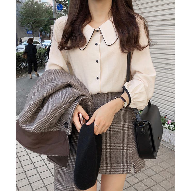 ピーターパン襟 配色ライン ゆったり袖 | SEU | 詳細画像2 