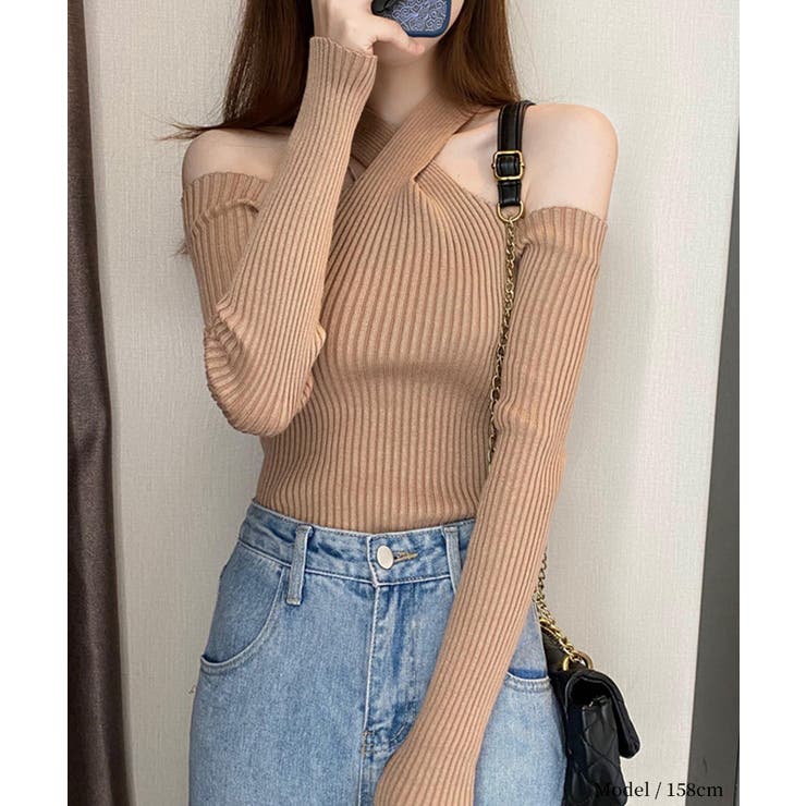 ホルターネック肩出しニットトップス   | SEU | 詳細画像33 