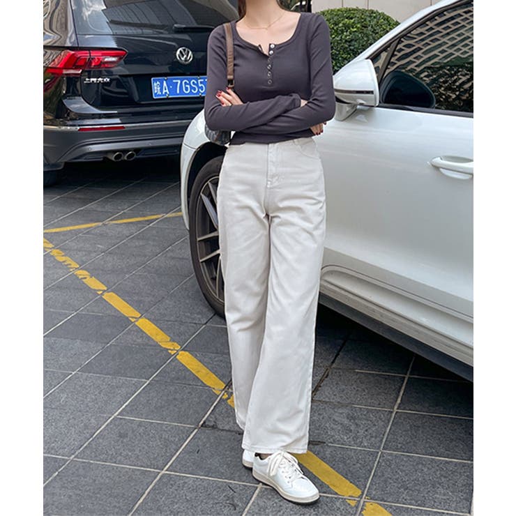 ボタンデザインリブカットソー 薄手 インナートップス【SHOPLIST限定 | SEU | 詳細画像38 