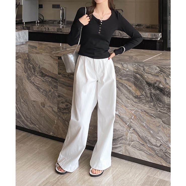 ボタンデザインリブカットソー 薄手 インナートップス【SHOPLIST限定 | SEU | 詳細画像19 