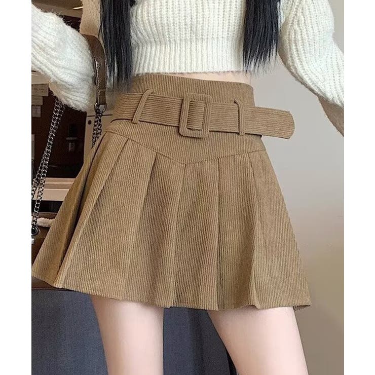 ベージュ | ベルト付きプリーツミニスカート【SHOPLIST限定 新作 春 夏 秋 冬】 | SEU