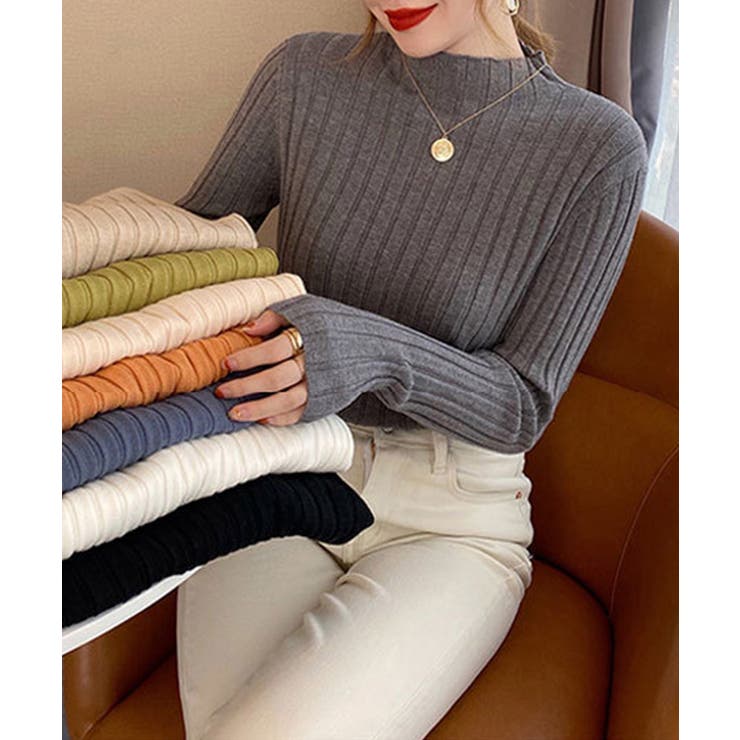 12色選べるシンプルリブニットトップス | SEU | 詳細画像14 