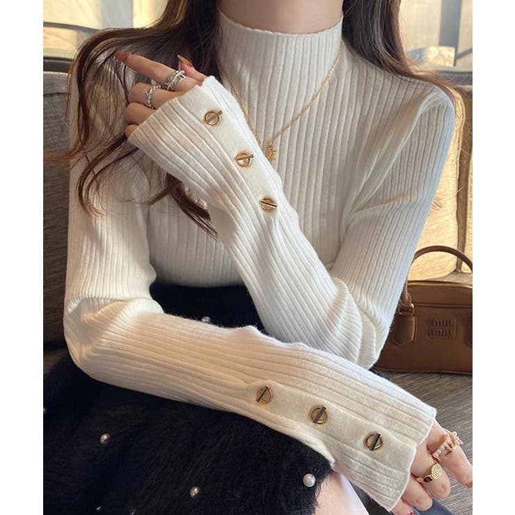 マンテルボタンプチハイネックリブニットトップス【SHOPLIST限定 新作 春 | SEU | 詳細画像3 