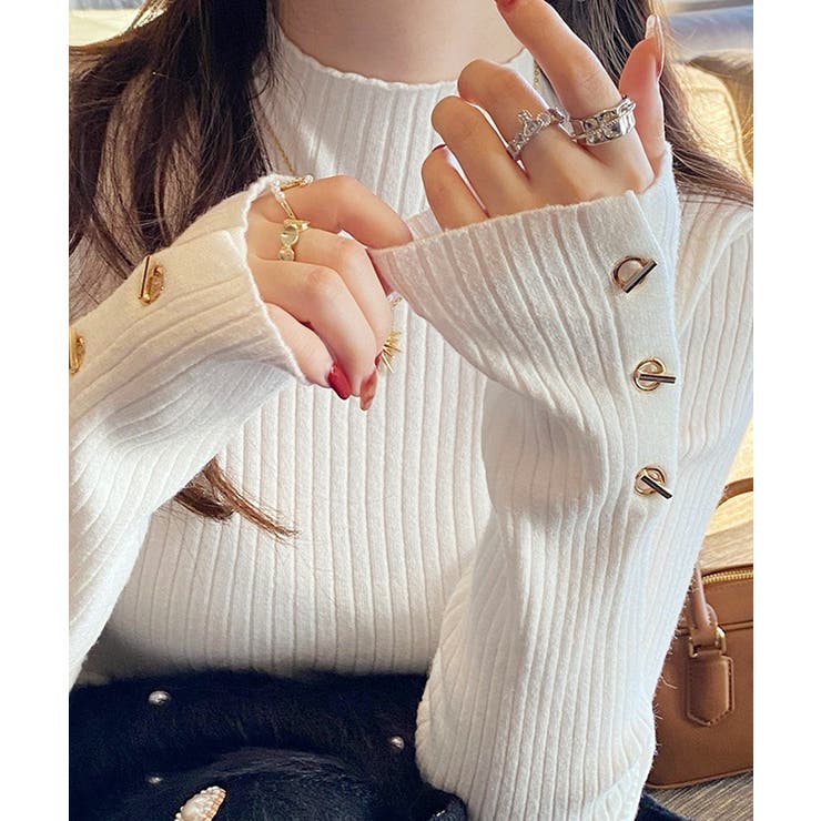 マンテルボタンプチハイネックリブニットトップス【SHOPLIST限定 新作 春 | SEU | 詳細画像6 