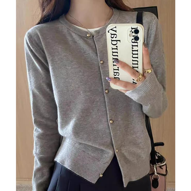 グレー | ラウンドネックニットカーディガン【SHOPLIST限定 新作 春 秋 冬】 | SEU