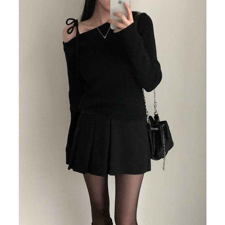 ショルダーリボンニット オフショルダー ニットトップス | SEU | 詳細画像26 