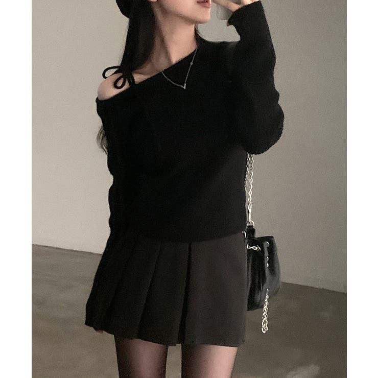 ショルダーリボンニット オフショルダー ニットトップス | SEU | 詳細画像20 