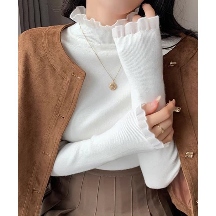 フリル襟ハイネックニットトップス【SHOPLIST限定 新作 春 秋 冬】 | SEU | 詳細画像12 