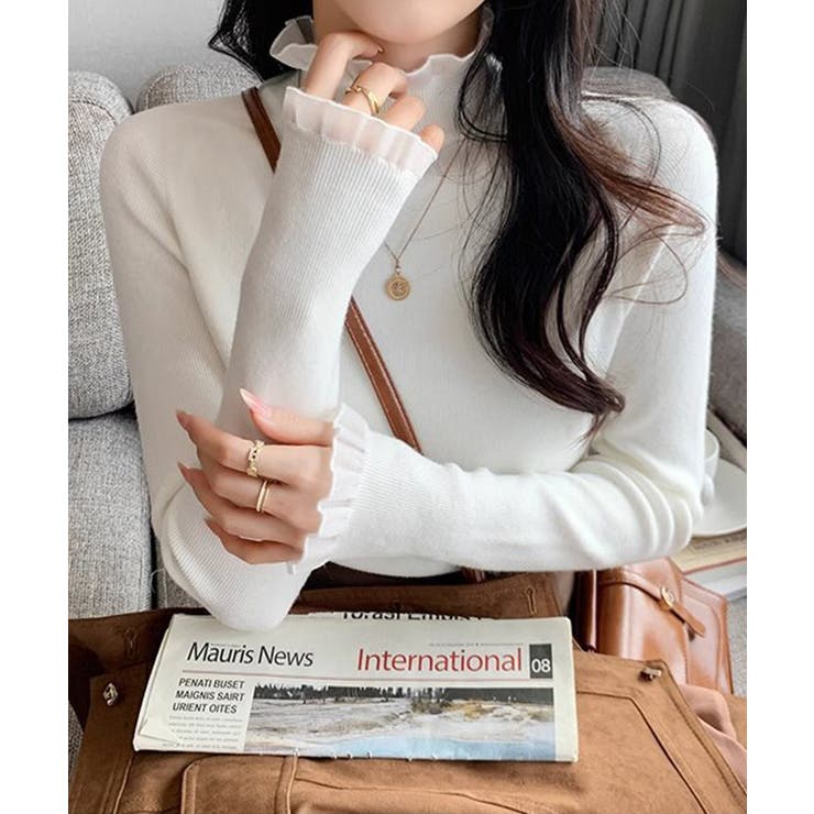 フリル襟ハイネックニットトップス【SHOPLIST限定 新作 春 秋 冬】 | SEU | 詳細画像5 