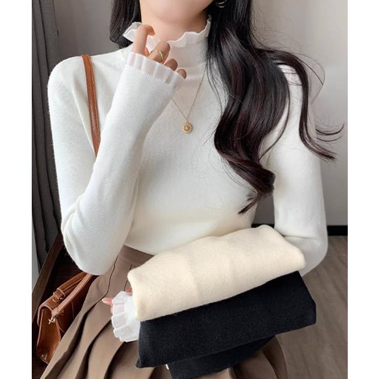 フリル襟ハイネックニットトップス【SHOPLIST限定 新作 春 秋 冬】 | SEU | 詳細画像6 