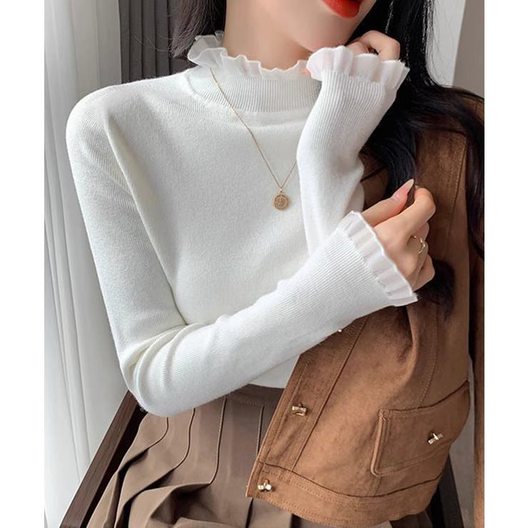 フリル襟ハイネックニットトップス【SHOPLIST限定 新作 春 秋 冬】 | SEU | 詳細画像7 