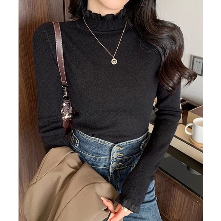 フリル襟ハイネックニットトップス【SHOPLIST限定 新作 春 秋 冬】 | SEU | 詳細画像16 