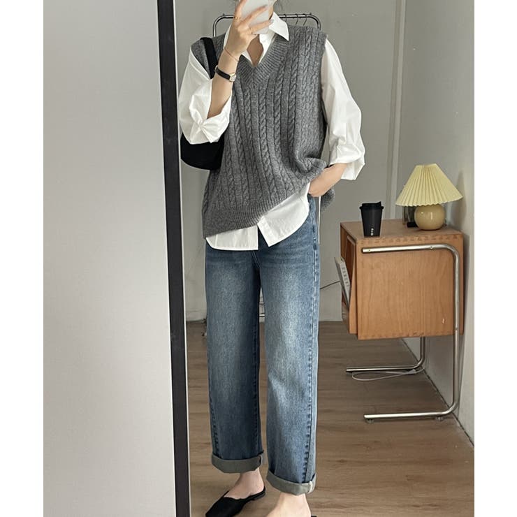 ケーブル編みVネックニットベスト【SHOPLIST限定 新作 春 秋 冬】 | SEU | 詳細画像14 