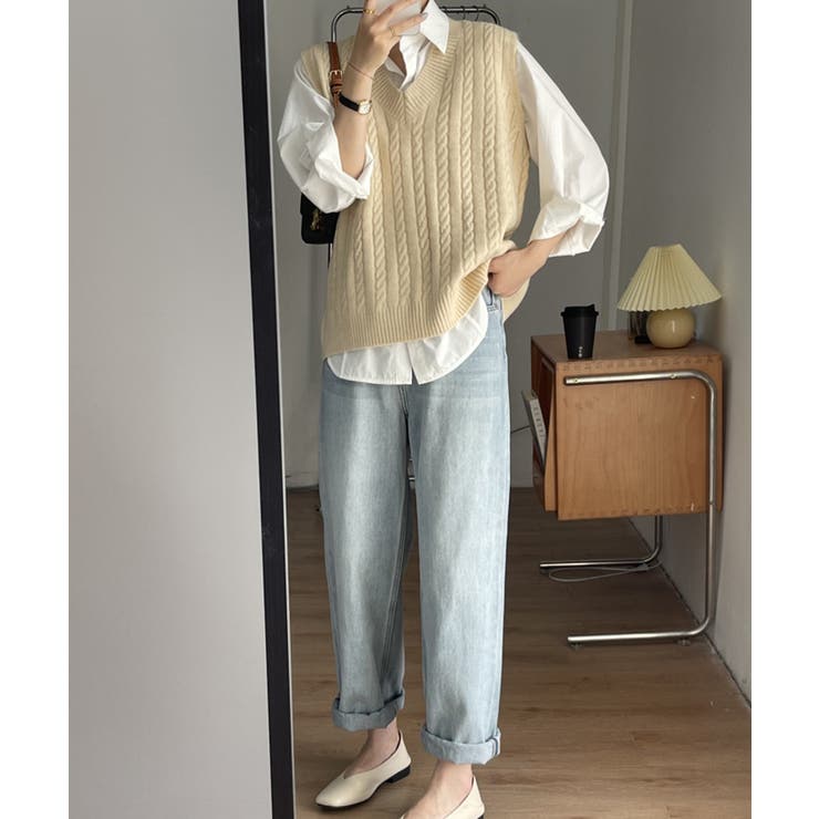 ケーブル編みVネックニットベスト【SHOPLIST限定 新作 春 秋 冬】 | SEU | 詳細画像5 