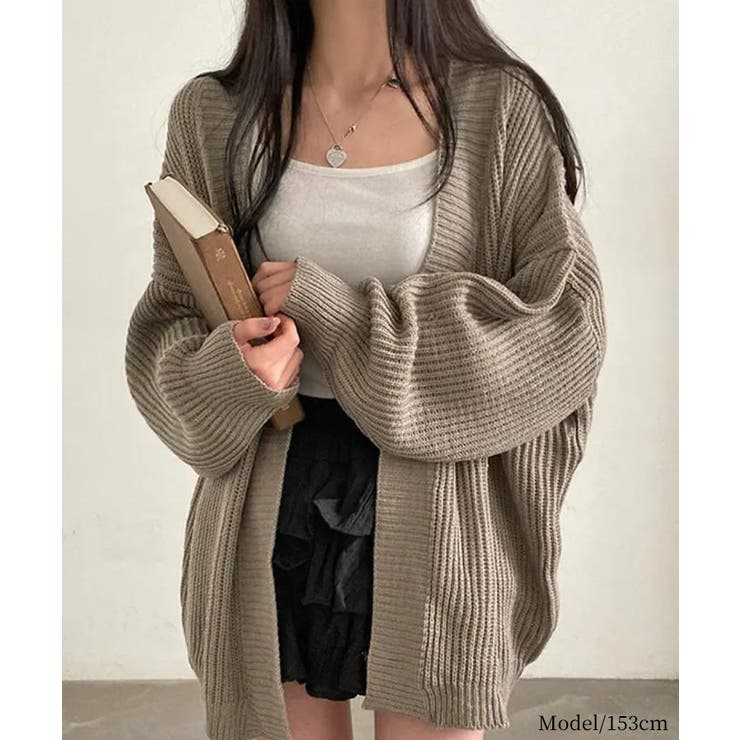ブラウン | 着流しVネックニットカーディガン【SHOPLIST限定 新作 春 秋 冬】 | SEU