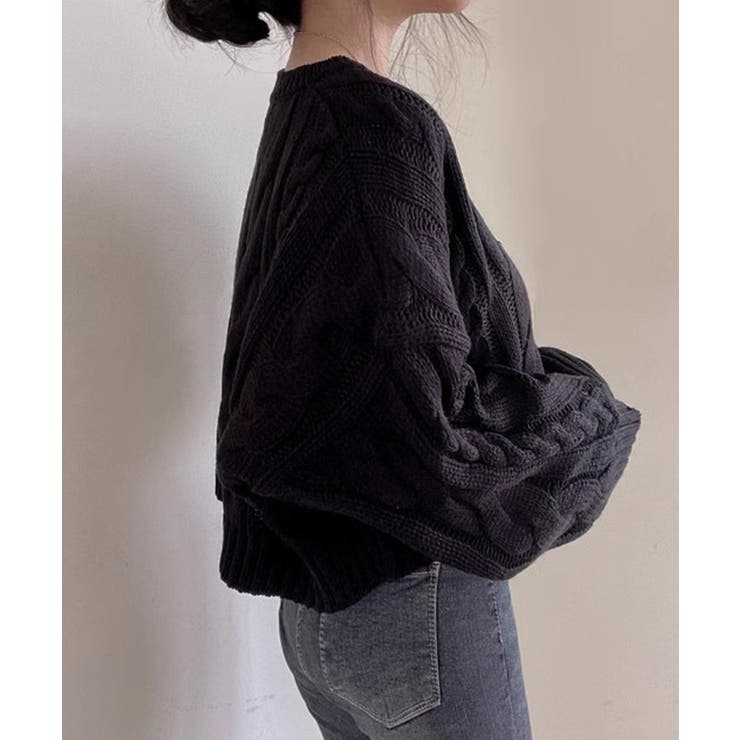 Vネッククロップド丈ケーブルニットトップス【SHOPLIST限定 新作 春