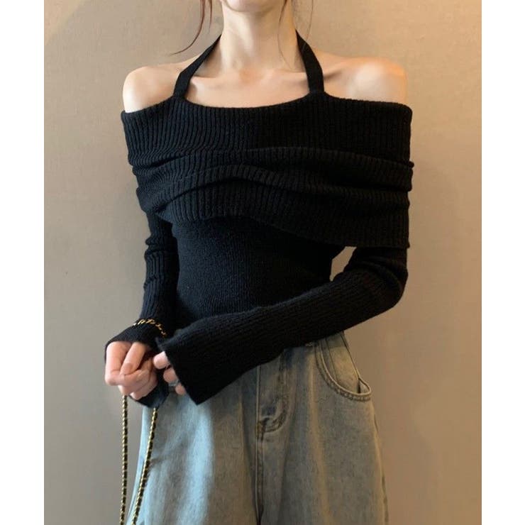 ブラック | ホルターネック オフショル ショート丈 | SEU