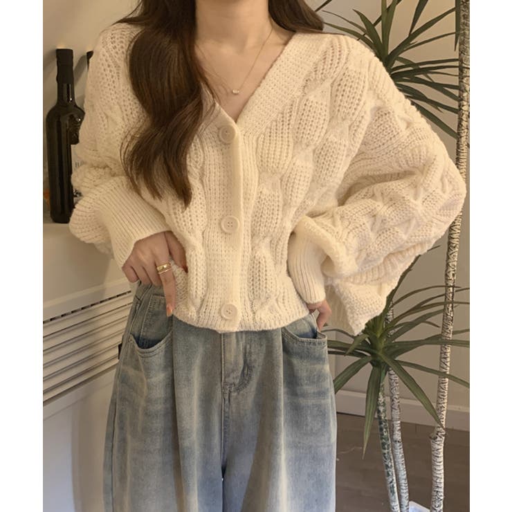 ドルマンスリーブケーブル編みニットカーディガン | SEU | 詳細画像14 