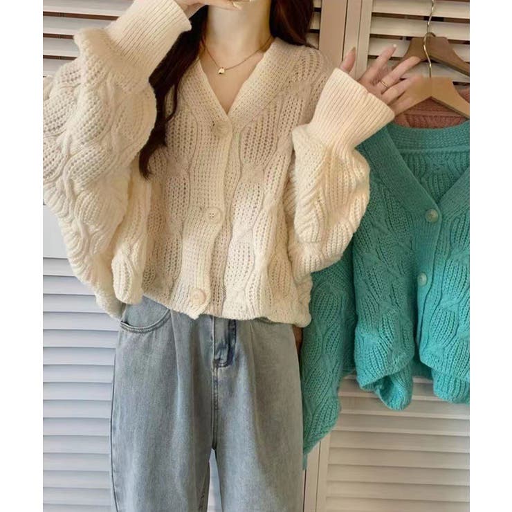 ドルマンスリーブケーブル編みニットカーディガン | SEU | 詳細画像3 