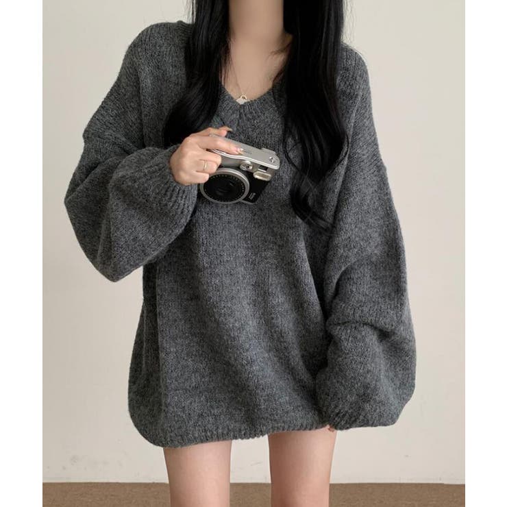 オーバーサイズVネックニットプルオーバー | SEU | 詳細画像23 