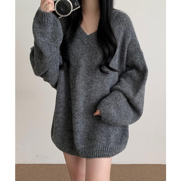 オーバーサイズVネックニットプルオーバー | SEU | 詳細画像21 