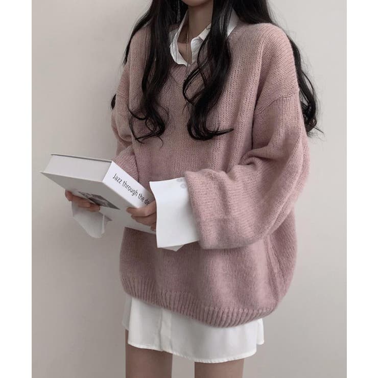 オーバーサイズVネックニットプルオーバー | SEU | 詳細画像19 