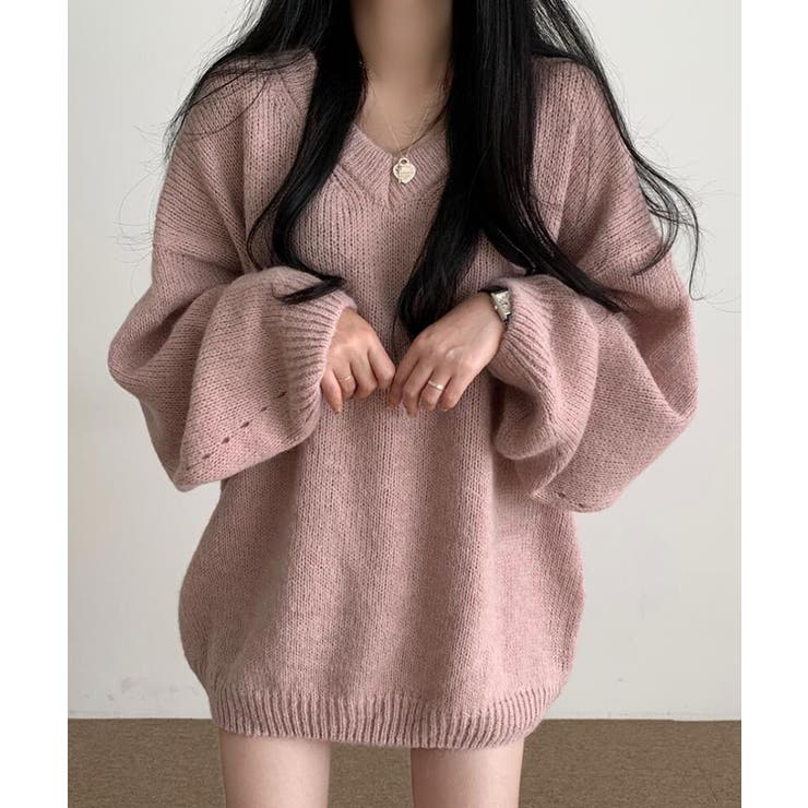 オーバーサイズVネックニットプルオーバー | SEU | 詳細画像12 