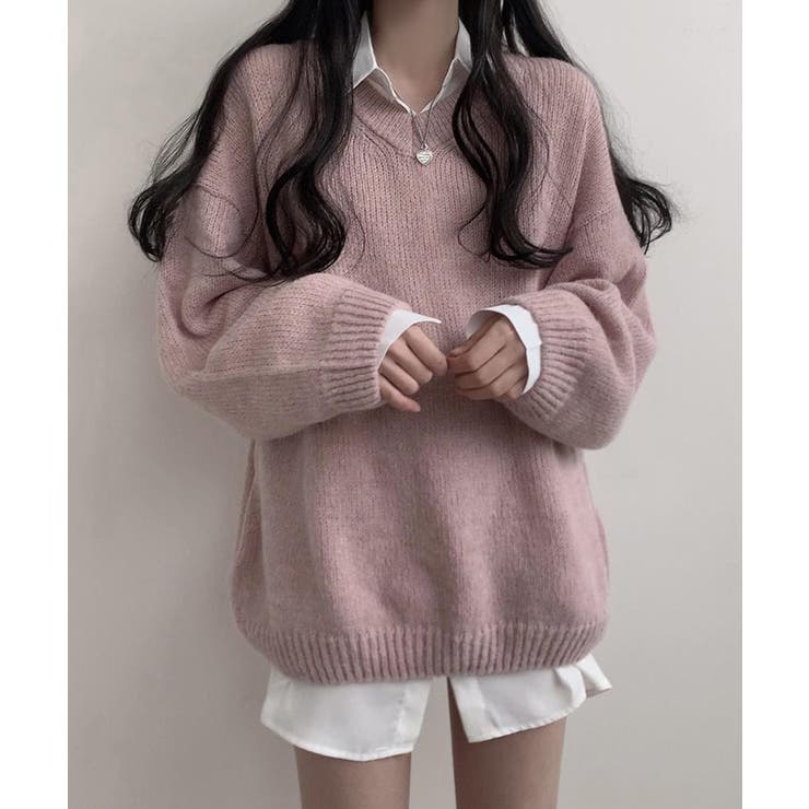 オーバーサイズVネックニットプルオーバー | SEU | 詳細画像16 