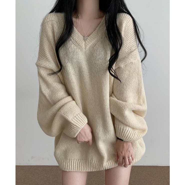 オーバーサイズVネックニットプルオーバー | SEU | 詳細画像3 