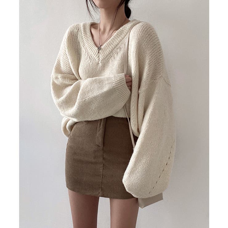 オーバーサイズVネックニットプルオーバー | SEU | 詳細画像4 