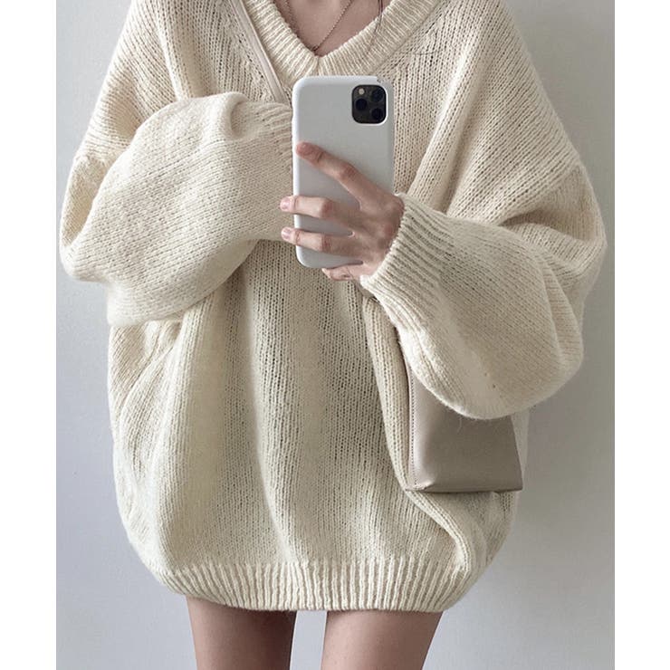 オーバーサイズVネックニットプルオーバー | SEU | 詳細画像5 