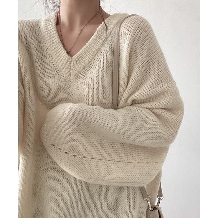 オーバーサイズVネックニットプルオーバー | SEU | 詳細画像6 