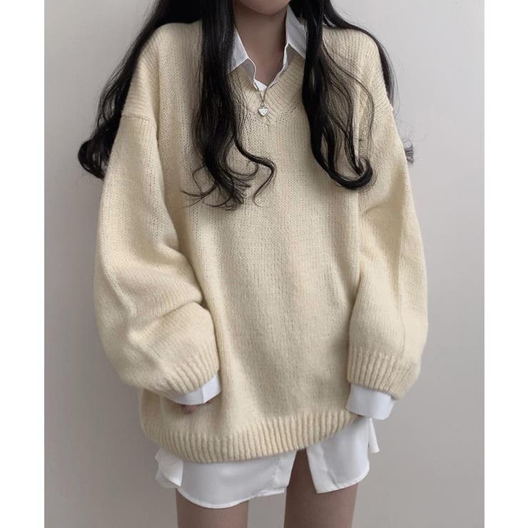 オーバーサイズVネックニットプルオーバー | SEU | 詳細画像10 