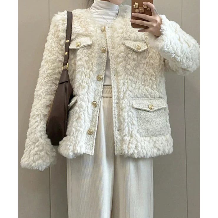 ツイード×エコファーコンビジャケット【SHOPLIST限定 新作 春 秋 冬】 | SEU | 詳細画像7 