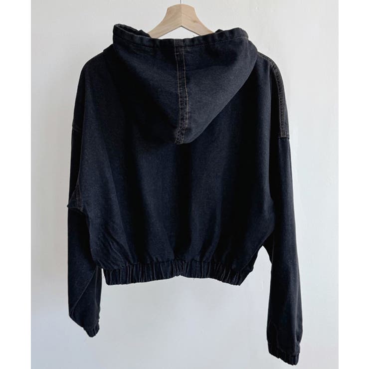 デニムフーディショートブルゾン ドロップショルダージップパーカー | SEU | 詳細画像35 