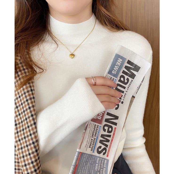 ホワイト | プチハイネックニットトップス【SHOPLIST限定 新作 春 秋 冬】 | SEU