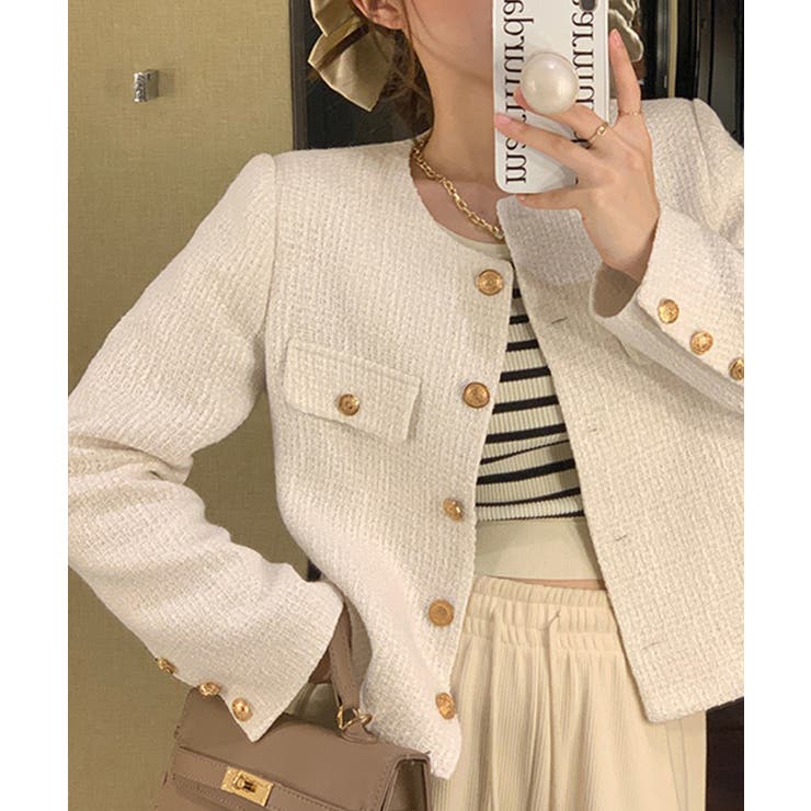 ノーカラーツイードジャケット【SHOPLIST限定 新作 春 秋 冬】 | SEU | 詳細画像6 