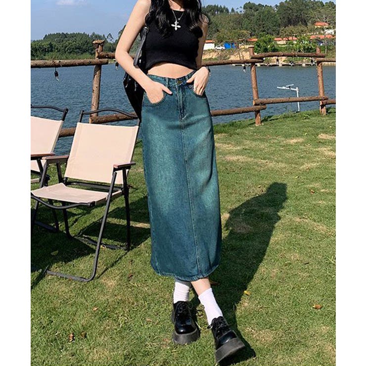 バックスリットデニムスカート【SHOPLIST限定 新作 春 夏 秋 冬