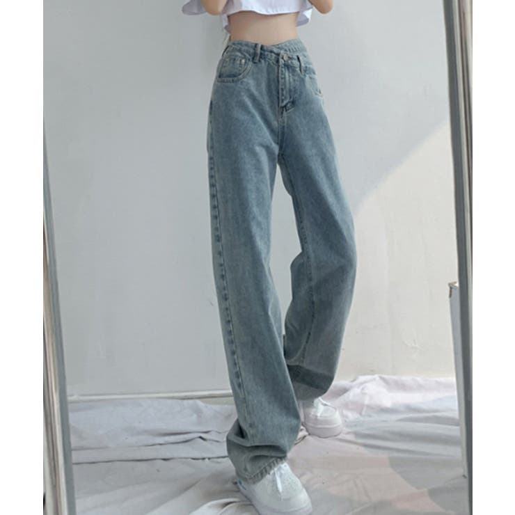 ライトブルー | ウエストクロスストレートワイドパンツ | SEU