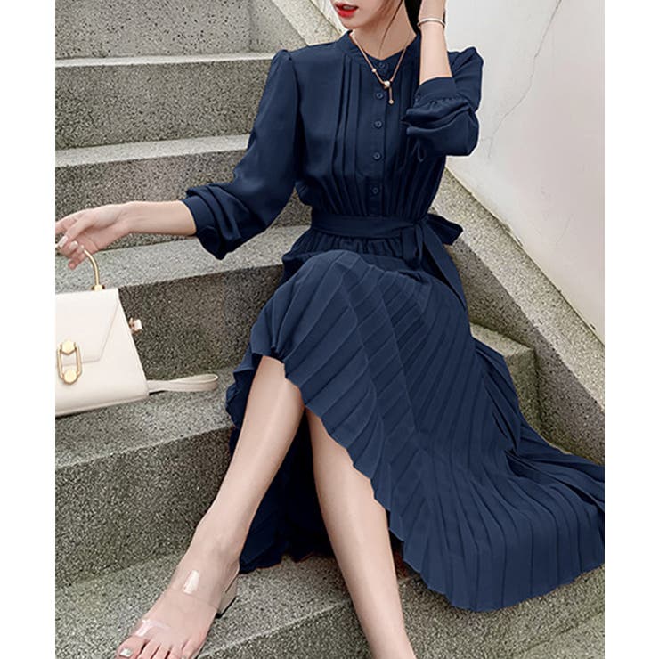 ウエストリボンAラインミモレ丈プリーツワンピース | SEU | 詳細画像32 