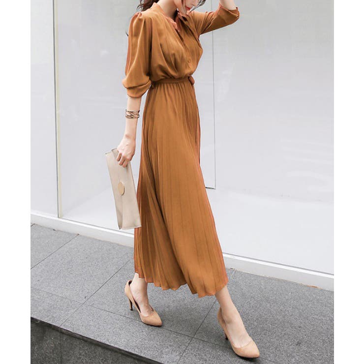 ウエストリボンAラインミモレ丈プリーツワンピース | SEU | 詳細画像37 