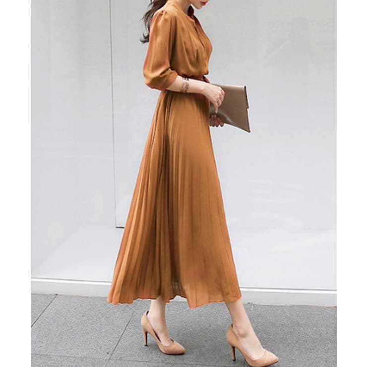 ウエストリボンAラインミモレ丈プリーツワンピース | SEU | 詳細画像39 