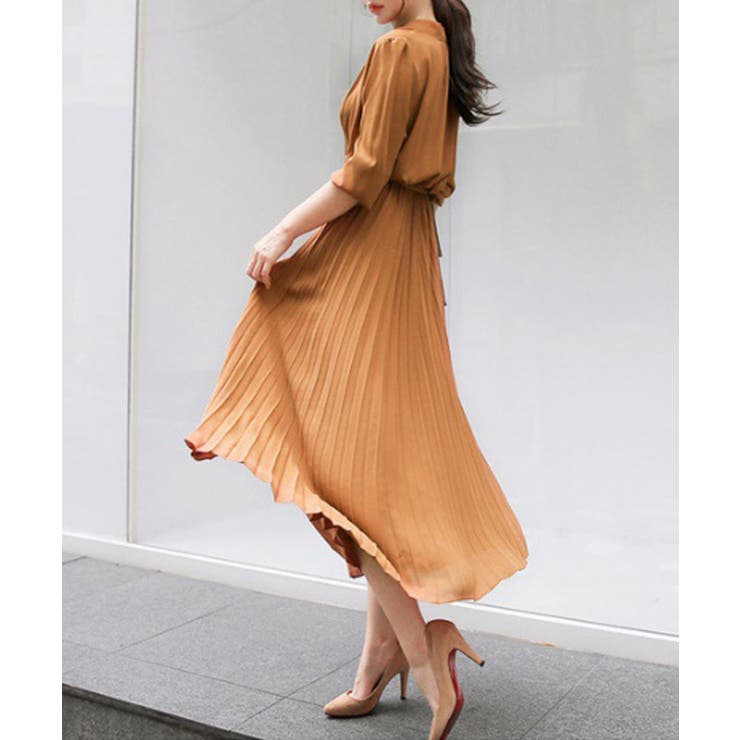 ウエストリボンAラインミモレ丈プリーツワンピース | SEU | 詳細画像41 