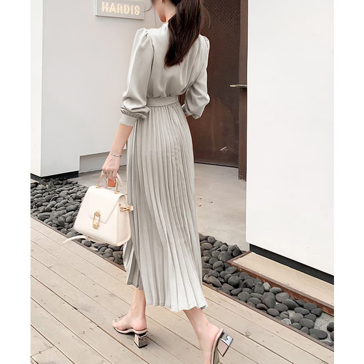 ウエストリボンAラインミモレ丈プリーツワンピース | SEU | 詳細画像10 