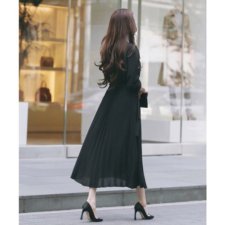 ウエストリボンAラインミモレ丈プリーツワンピース | SEU | 詳細画像25 