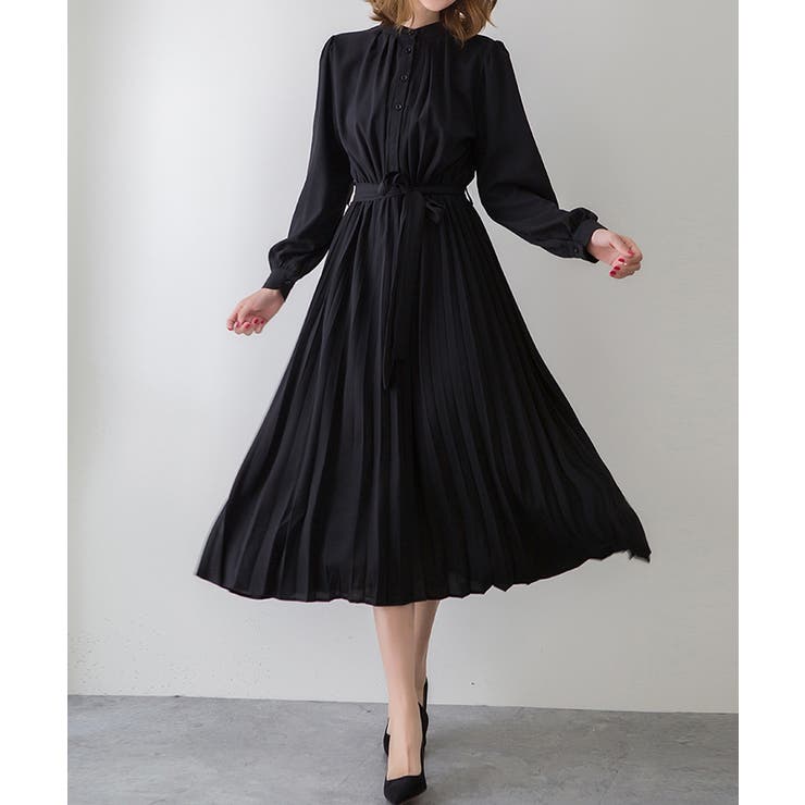 ウエストリボンAラインミモレ丈プリーツワンピース | SEU | 詳細画像16 