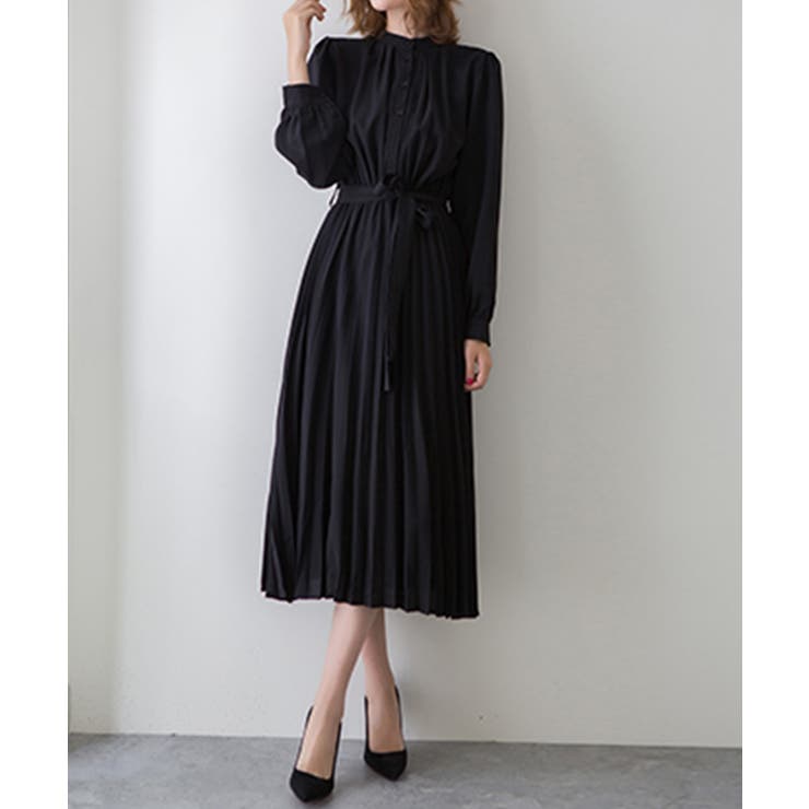 ウエストリボンAラインミモレ丈プリーツワンピース | SEU | 詳細画像18 