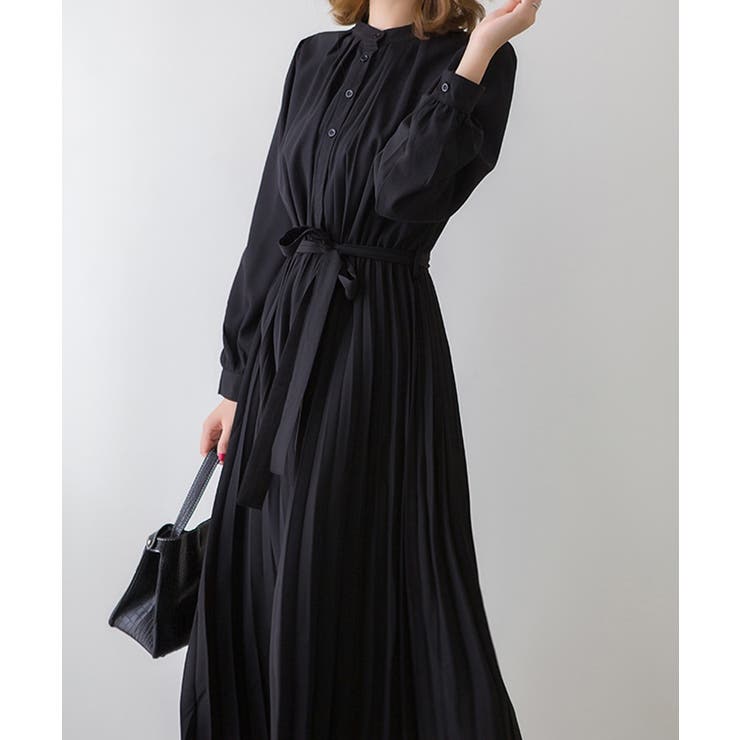 ウエストリボンAラインミモレ丈プリーツワンピース | SEU | 詳細画像22 